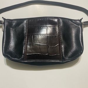Brighton black/brown leather shoulder handbag